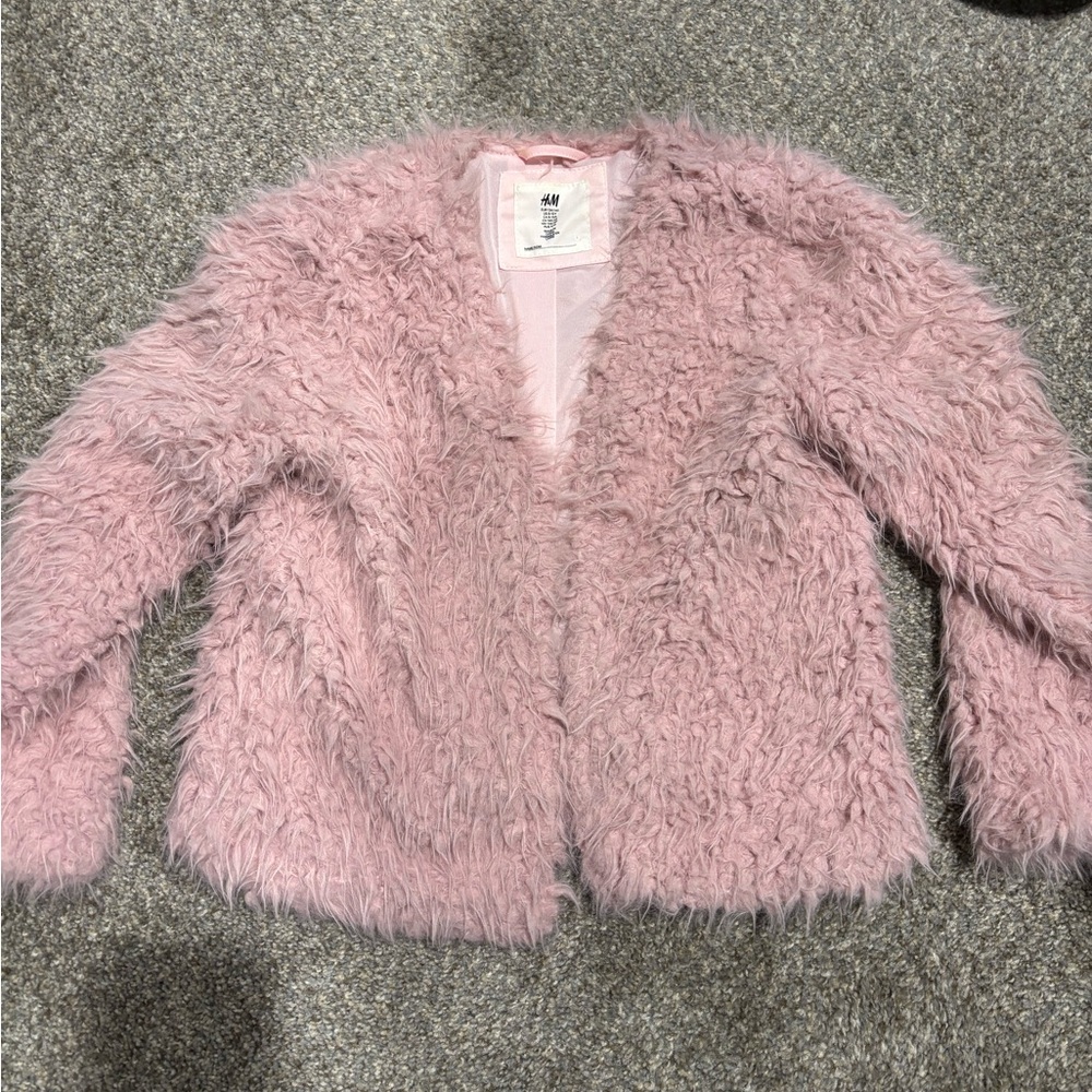 H&M Pink Faux Fur Jacket